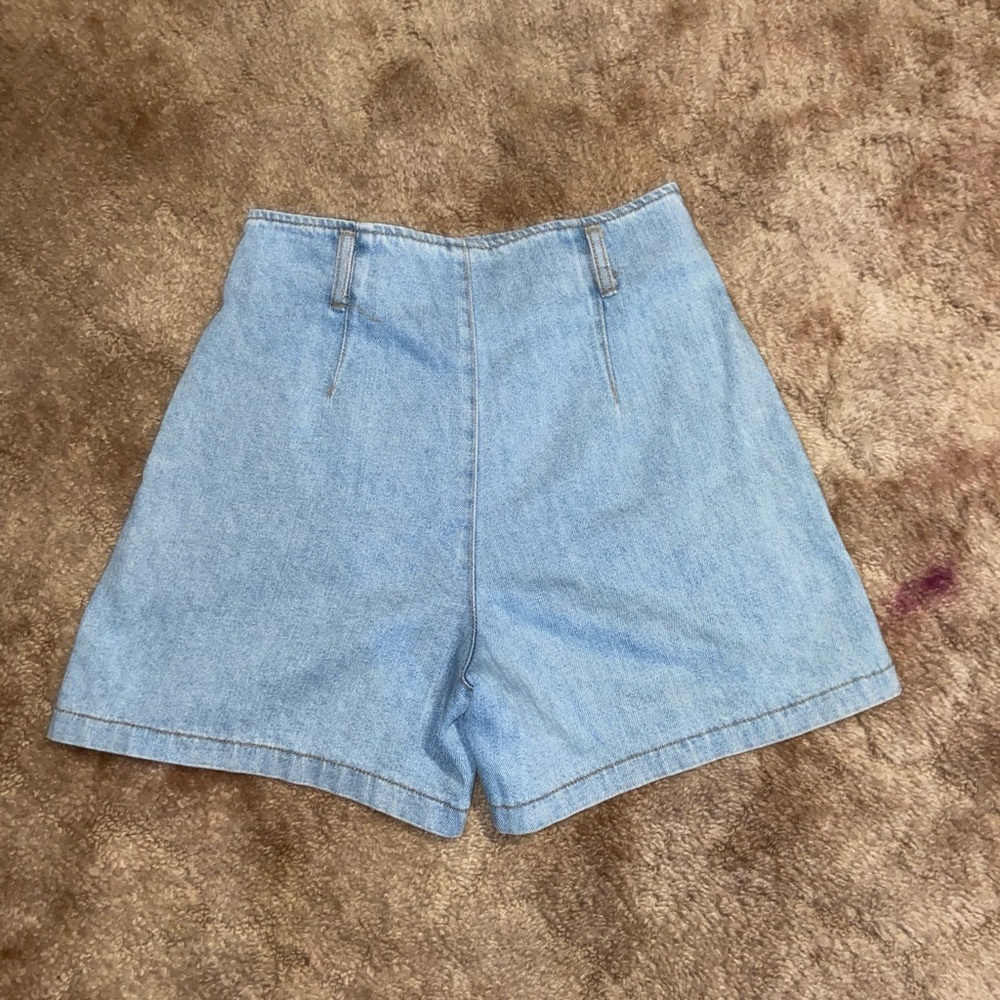 Photo Products USA Light Wash Blue Denim Vintage Jean Mini Short Skirt Skort - Picture 2 of 6